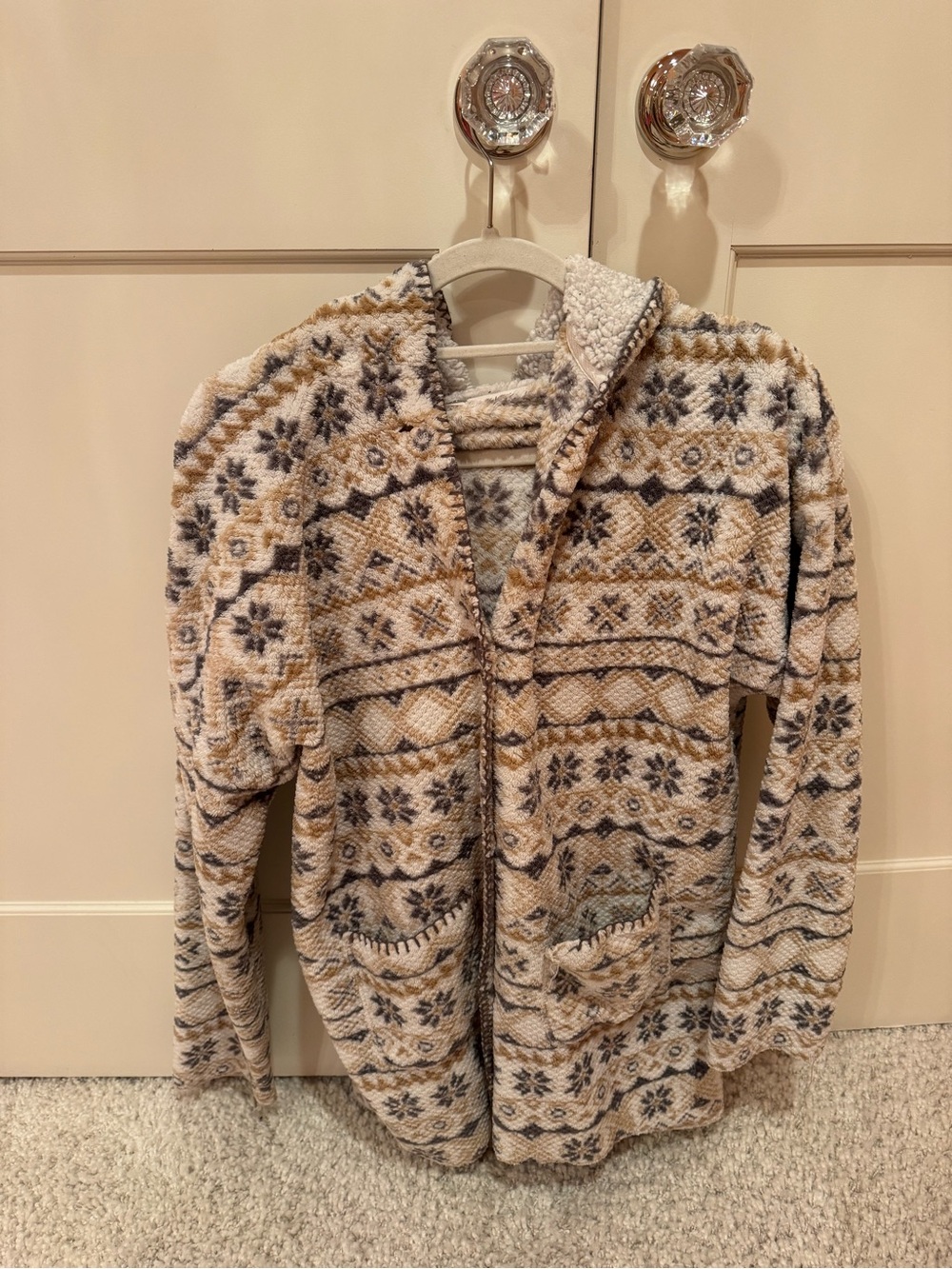 PJ Salvage Cream and Gray Sherpa Hoodie Cardigan